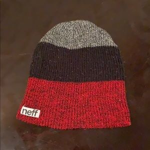 Red, Black, and White Neff Beanie